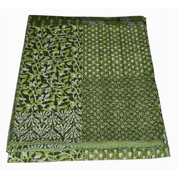 Kantha Quilt Patchwork Print Quilt Cotton Kantha Throw Kantha Blanket Handmade Quilt Double Size Kantha Bedspread