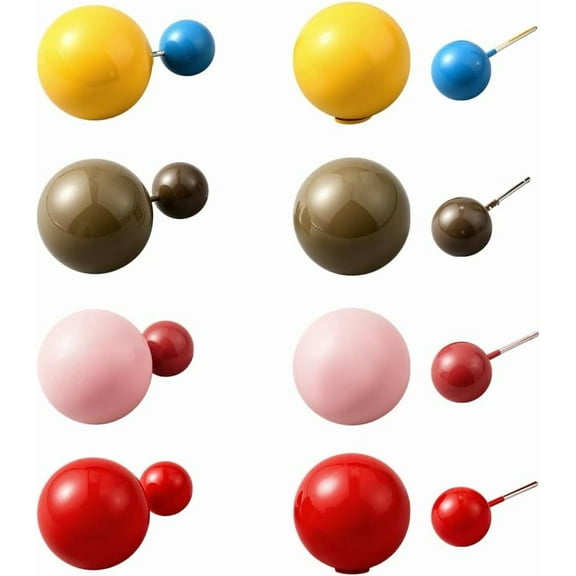 4 Pairs 4 Colors Double-Sided Pearls Earrings 1.6cm Round Plastic Pearl Front Back Earrings Imitation Pearl Button Earring Double Ball Earring
