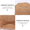 thumbnail image 3 of Sombrero de paja ajustable con circunferencia de 52 a 58 cm para mujer, para exteriores, con lazo grande, para playa y parasol, 3 of 5