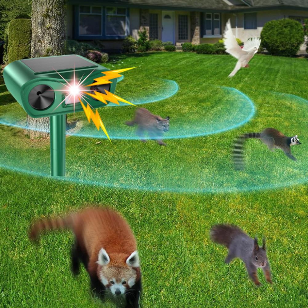 Solar Ultraso-nic Animal Repe-ller, USB Rechargeable Outdoor Deterrent for Dogs & Cats