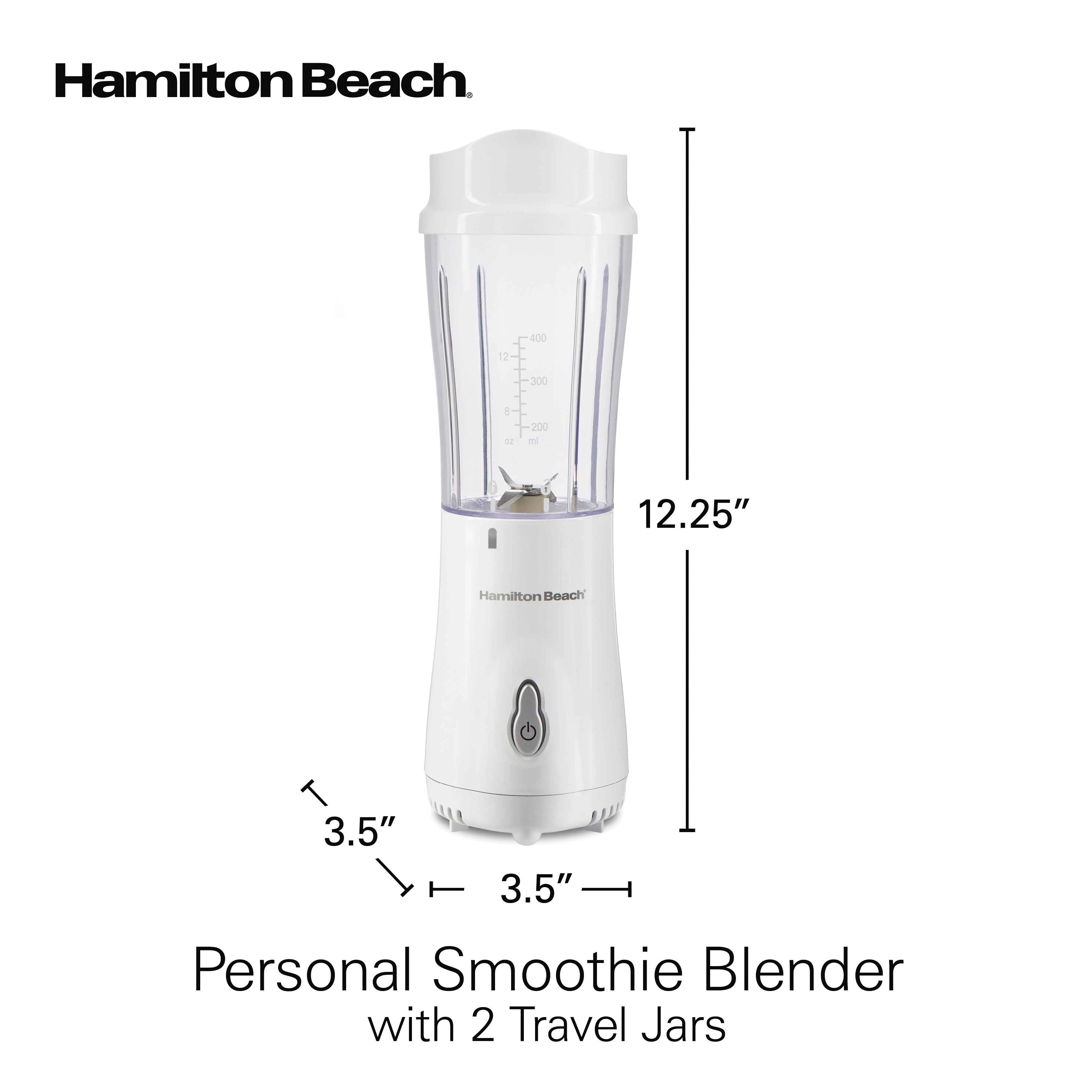 Hamilton Beach Smoothie Blender with 2 Travel Jars and 2 Lids, White 51102V - image 8 of 8