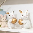 thumbnail image 4 of SLYNSHome Set of 2 Easter Decorations Bunny Figurines with Eggs,Spring Rabbit Tabletop Decor Bunny Statues for Home Table Office Kitchen Farmhouse, 4 of 6