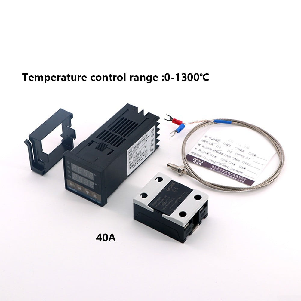 0-1300 °C Thermostat 110-240V REX-C100FK07-V*AN BRM-40DA + Solid State Relay 