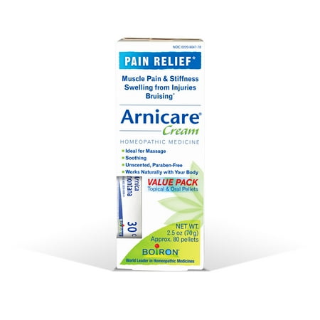 - Boiron Arnicare Pain Relief Cream, 2.5 Oz, Value Pack with Arnica montana 30C Tube