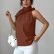 thumbnail image 2 of Moda Casual Collar de Pétalos sin Mangas para las Señoras, Camisa de Suéter de Cuello en V de Poliéster para el Verano Y el Uso Diario, 2 of 5