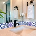 thumbnail image 4 of Mi Alma Removable Vinyl Retro White Blue Backsplash Tile Stickers, 24pcs, 4 of 11