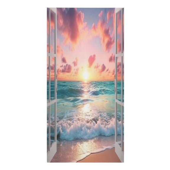 RKSupls Open Window Sunset Beach Microfiber Beach Towel Absorbent Compact Towels for Swimming Pool Beach Travel Things for Vacation Essentials Adult Gift,61.4×30.3Inch
