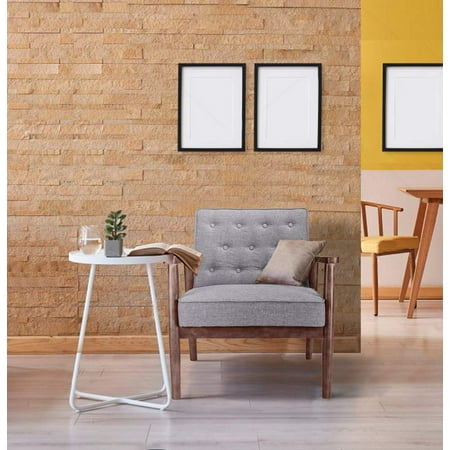 Child Size Wooden Chair Zimtown Mid-Century Retro Modern Accent Chair Wooden Arm Upholstered Tufted Back Lounge Chairs Seat Size ()