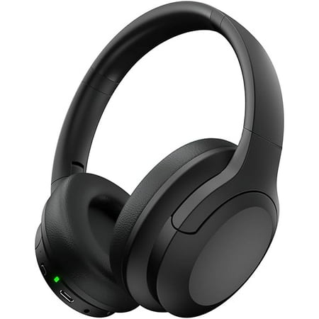 Active Noise Cancelling Headphones Wireless Over Ear Bluetooth Headphones 100H Play Time Bluetooth Headphone with Microphone Lightweight and Foldable Comfortable Deep Bass for Work/Gym Black