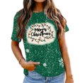 thumbnail image 3 of Aofany Merry Christmas Shirt for Women Letter Pattern Cute T-Shirt Plaid Xmas Tree Casual Graphic Print Crewneck Tees Tops, 3 of 6