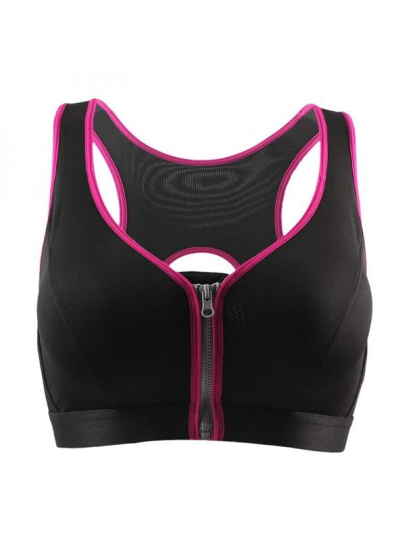 Women Sports Bra Chest Front Open Zipper Shockproof Fitness Underwear