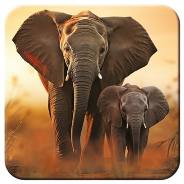 3D LiveLife Sunset Stroll Cork Coaster by Deluxebase – Non-Slip 3D Elephant Art by David Penfound