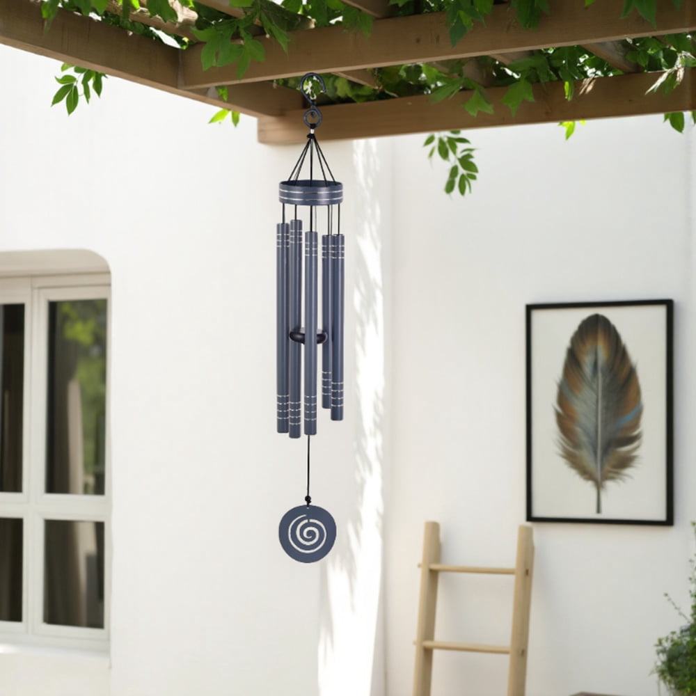 Sunset Vista Design 41" Heavy Tone Wind Chimes, Modern Wind Chimes with Aluminum Tubes and S Hook,Outdoor/Indoor Wind Chimes for Home Garden Hanging Decor,Window Wind Bells, Gray