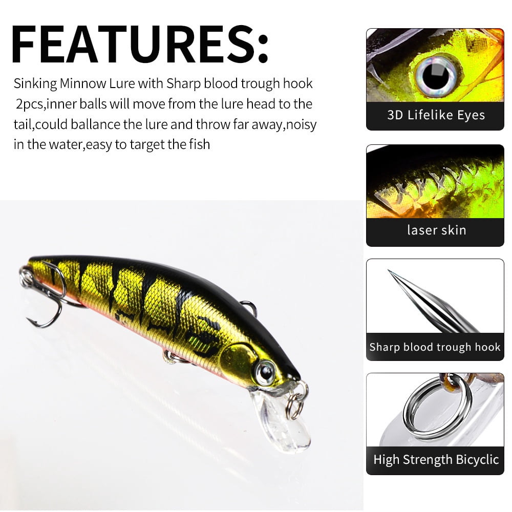 4Pcs Fishing Equipment 8g/6.5g Sinking Minnow Lure Long Casting Durable