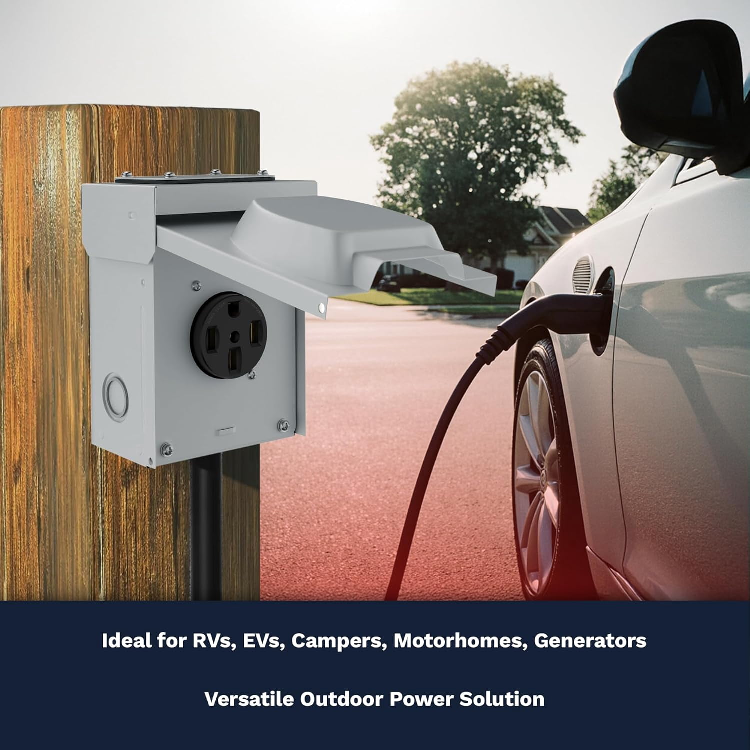 50 Amp RV Power Outlet Panel Box 120/240V A-C Type 3R Enclosure 14-50R Lockable Weatherproof Outdoor Electrical NEMA 14-50R Receptacle Panel, ETL Listed