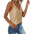 thumbnail image 5 of NIEWTR Silk Satin Tank Tops for Women Sleeveless V Neck Vest Loose Fit Camisole Blouses Shirt Top（A01-Gold,XL), 5 of 7