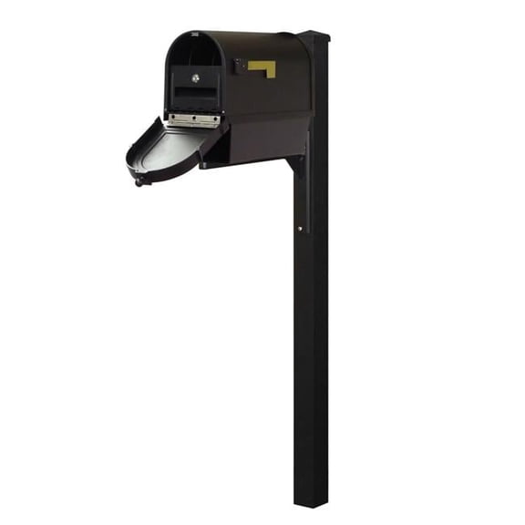 SCB2015-SPK720-BLK-LB998 Berkshire Curbside Mailbox with Newspaper Tube, Locking Insert & Wellington Mailbox Post