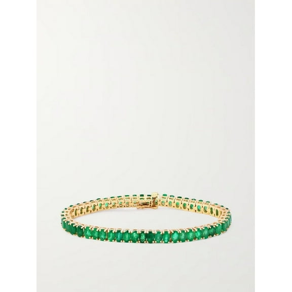 14K Green Emerald Tennis Bracelet For Women Silver Gold Anniversary Wedding Engagement Gift Mom