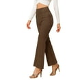thumbnail image 4 of Pantalones Flare Sólidos de Mujer INSPIRE CHIC con Cremallera Lateral Oculta de Suede Sintético Talla XL Marrón Oscuro, 4 of 6