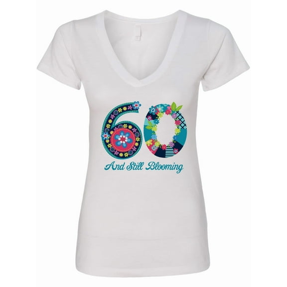 Inktastic Blooming 60th Birthday Women's V-Neck T-Shirt