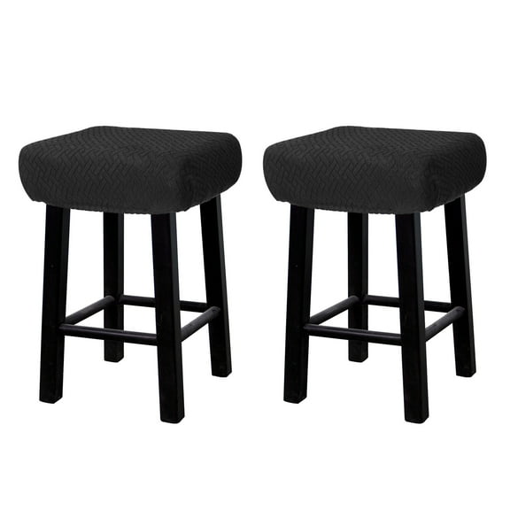 2pcs Stool Covers Rectangle, Bar Stool Covers Saddle Seat Cover for Wooden Bench Chair Black