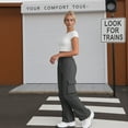 thumbnail image 7 of Livrdious Wide Leg Cargo Sweatpants for Women Casual Drawstring High Waisted Baggy Sweat Pants with Pockets, 30'' Inseam, 7 of 7