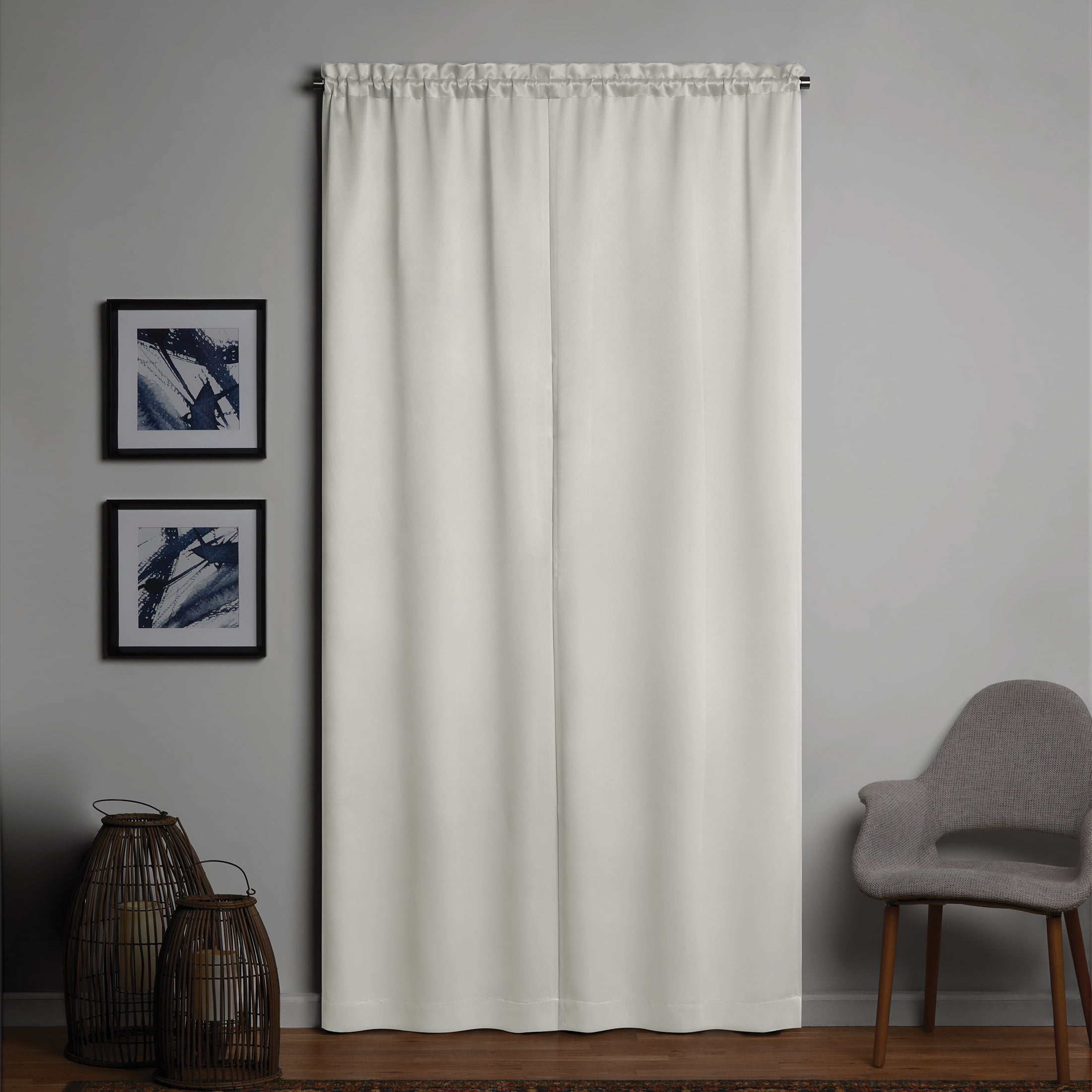 Mainstays Solid Room Darkening Curtain Panel Pair, Set of 2, Arctic, 30 in W x 95 in L