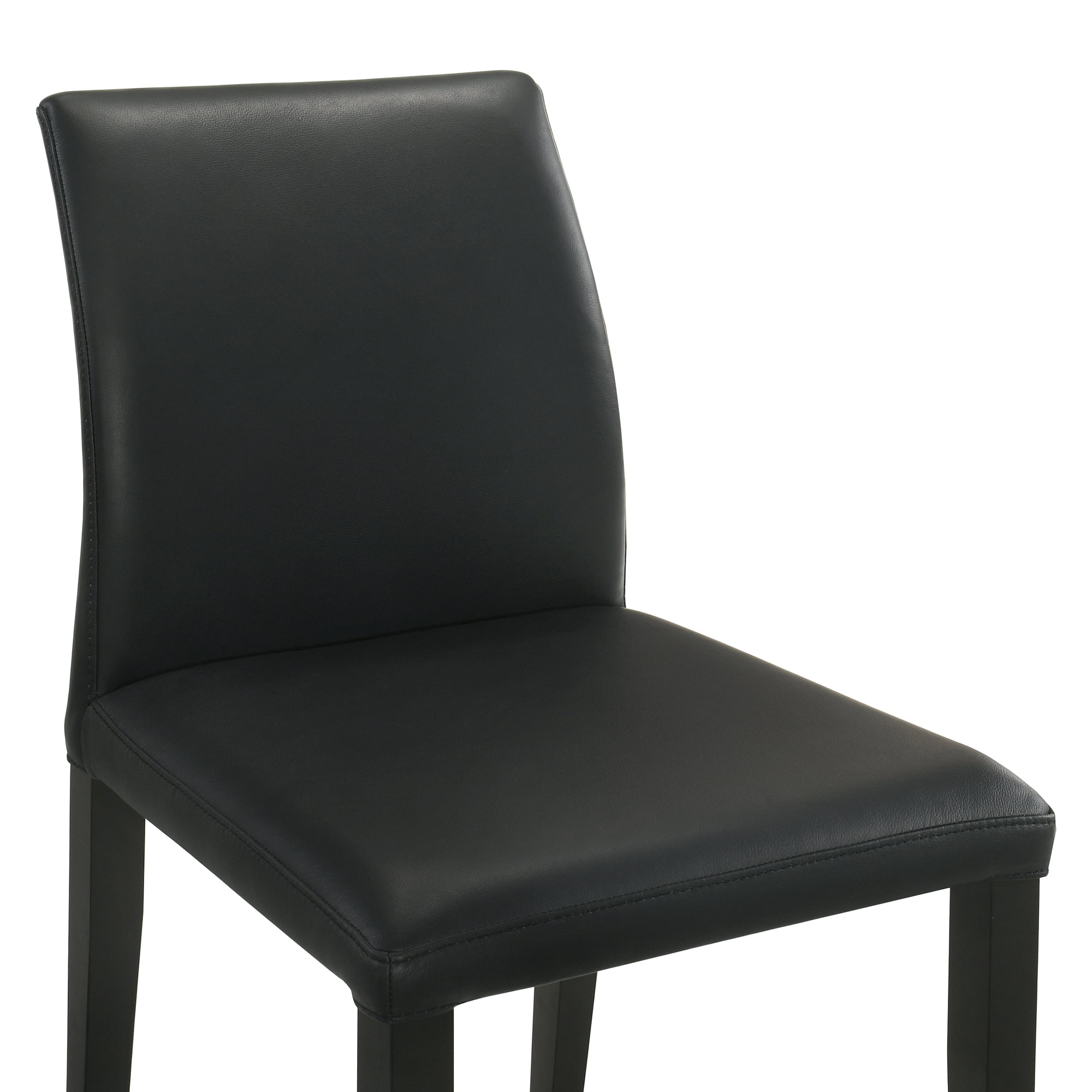 Elyza Full Back Top Grain Leather Upholstered Wood Dining Chairs in Black - Set of 2
