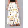 thumbnail image 4 of Women White & Yellow Floral Cotton Maxi Skirt | Boho Flow | Elastic Waist | Summer Wear - L, 4 of 6