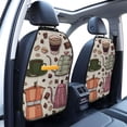 thumbnail image 3 of Kdxio Vintage Coffee Print 2 Pack Car Kick Mat Seat Cover Back Protector Mat with Pockets for Organizer Backseat Protector and Storage Anti Kick Pad for Vehicles, 3 of 9