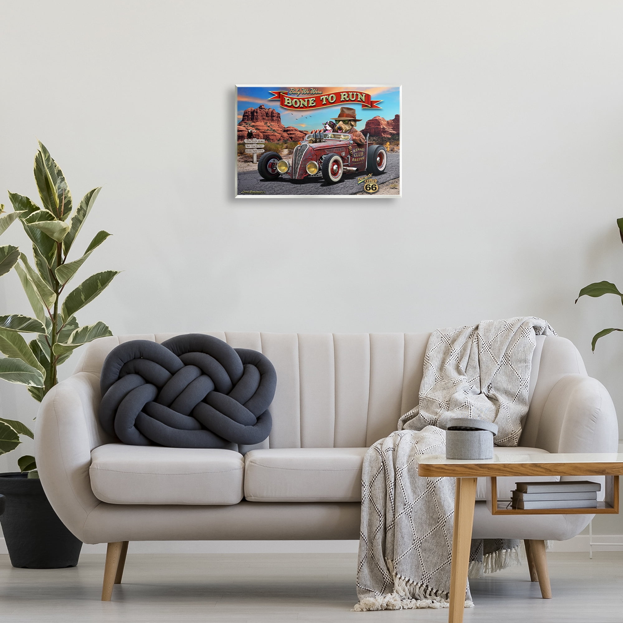 Stupell Industries Bone to Run Dogs Transportation Painting Unframed Art Print Wall Art, 19 x 13