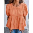 thumbnail image 5 of Summer Women Puffed Sleeve Tunic with A Waistband Casual T Shirt Loose Shirt, 5 of 5
