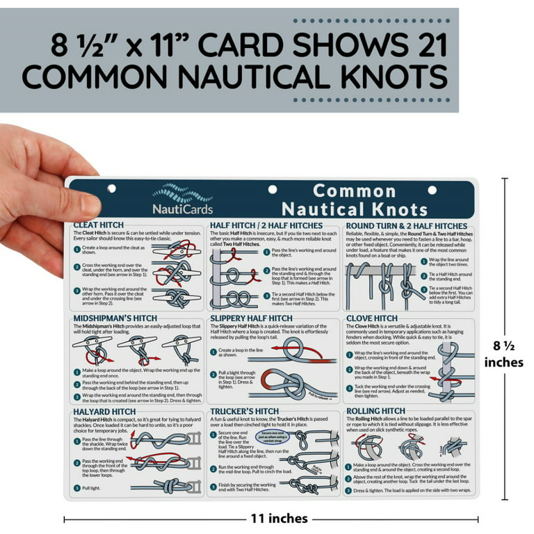 Deluxe Nautical Knot Kit - Waterproof Nautical Knot Chart, 6 Boat