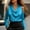 Blue, variant on Women's Elegant Satin Silk Blouse Cold Shoulder Long Sleeve Work Shirt Cowl Neck Ruched Front Draped Office Top