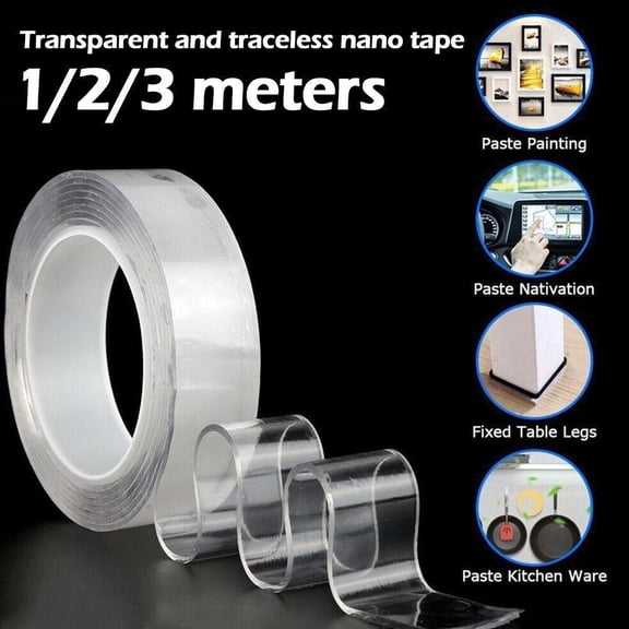HAVELOR Strong Double-Sided Gel Tape, 0.04 in Thick & Waterproof, Secure Items in Kitchen or Bathroom(Transparent,1mm*2cm*100cm)