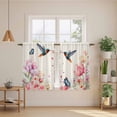 thumbnail image 2 of Pink Flower Tier Curtains 54 Inch Length, Spring Floral Butterflies Birds Elegant Farmhouse Cafe Short Curtains for Bathroom Sink, Small Kitchen Curtain Light Filtering Drapes 2 Panels 27.5"Wx54"L, 2 of 8