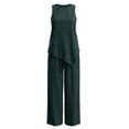 thumbnail image 7 of Sevevn Women's 2-Piece Linen-Look Outfit Sleeveless Asymmetric Top and Wide Leg Pants Set Navy S, 7 of 7