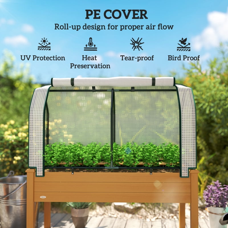 Alvantor 48"x22"x46" Sand Raised Garden Bed with PE Cover, Elevated Planter Box, Outdoor Greenhouse