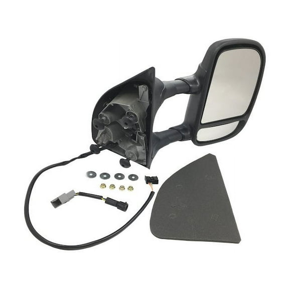 Right Passenger Side Power Mirror - Dual Arm, Manual Telescopic, Textured, Trailer-Tow Type - without Heated Glass and Turn Signal - Compatible with 1999 - 2007 Ford F-350 Super Duty 2000 2002