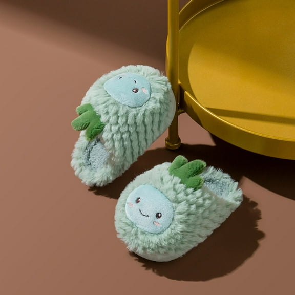 Akiihool Girls Slippers Warm Soft Boot Slipper Non-Slip House Shoes with Non-Slip Rubber Sole (Green,8.5)