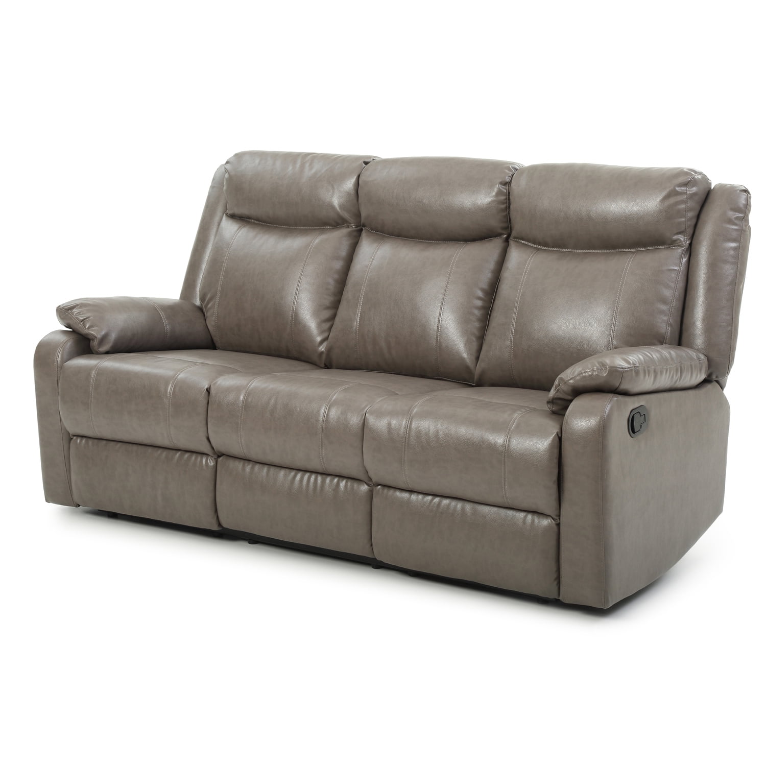 Glory Furniture Ward Faux Leather Double Reclining Sofa in Gray