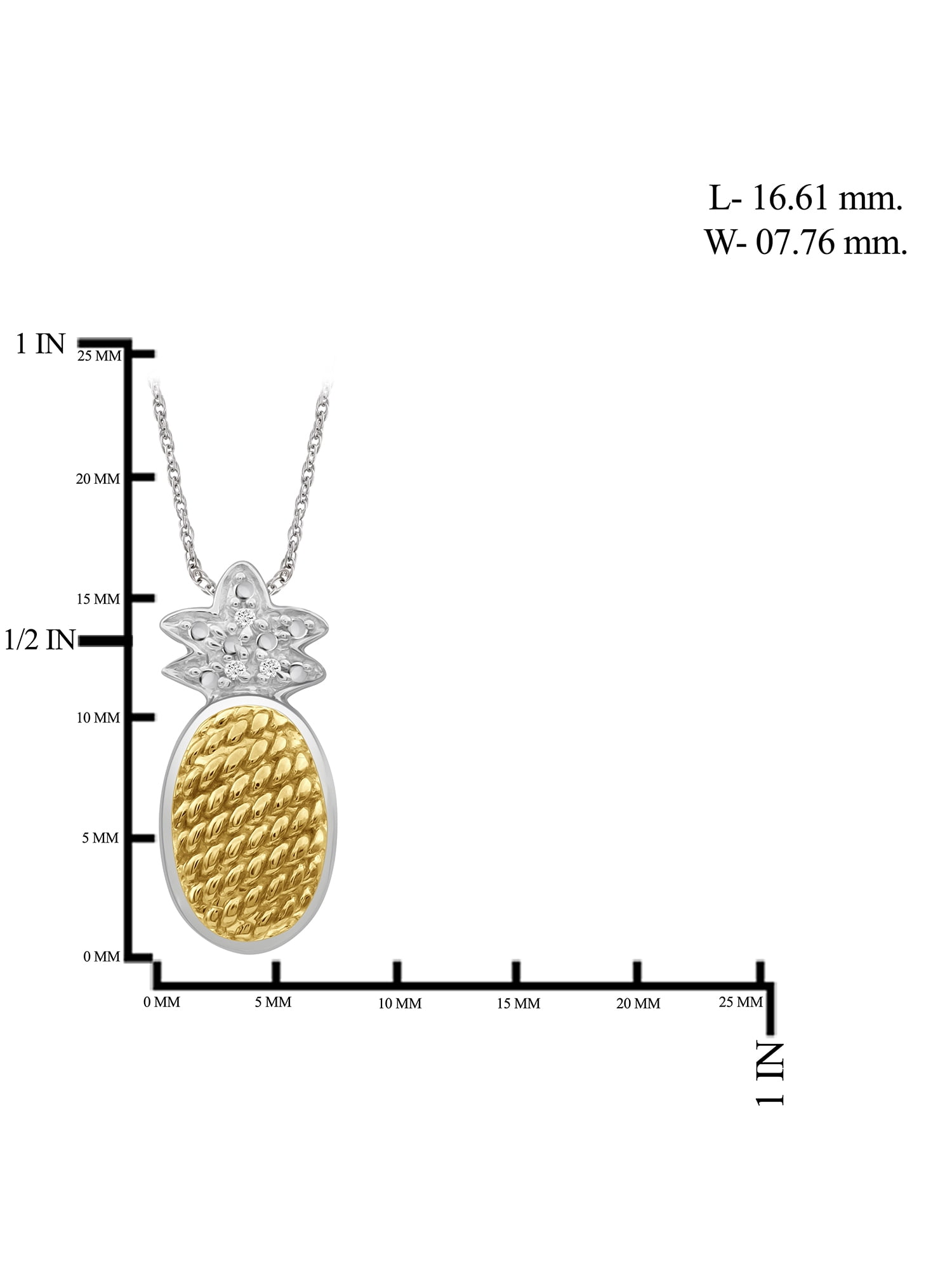 JewelersClub Silver Chain Necklace for Women–Two Tone Sterling Silver Pineapple Necklace with Sparkling Genuine Accent White Diamonds – Chic, Stunning Silver Statement Necklace Gifts by JewelersClub