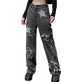 thumbnail image 2 of Denim Mujer Jeans Cintura baja Estrella Parches Y2K Jeans sueltos Mujer Parte inferior (Gris L) Likrtyny Para estrenar, 2 of 9