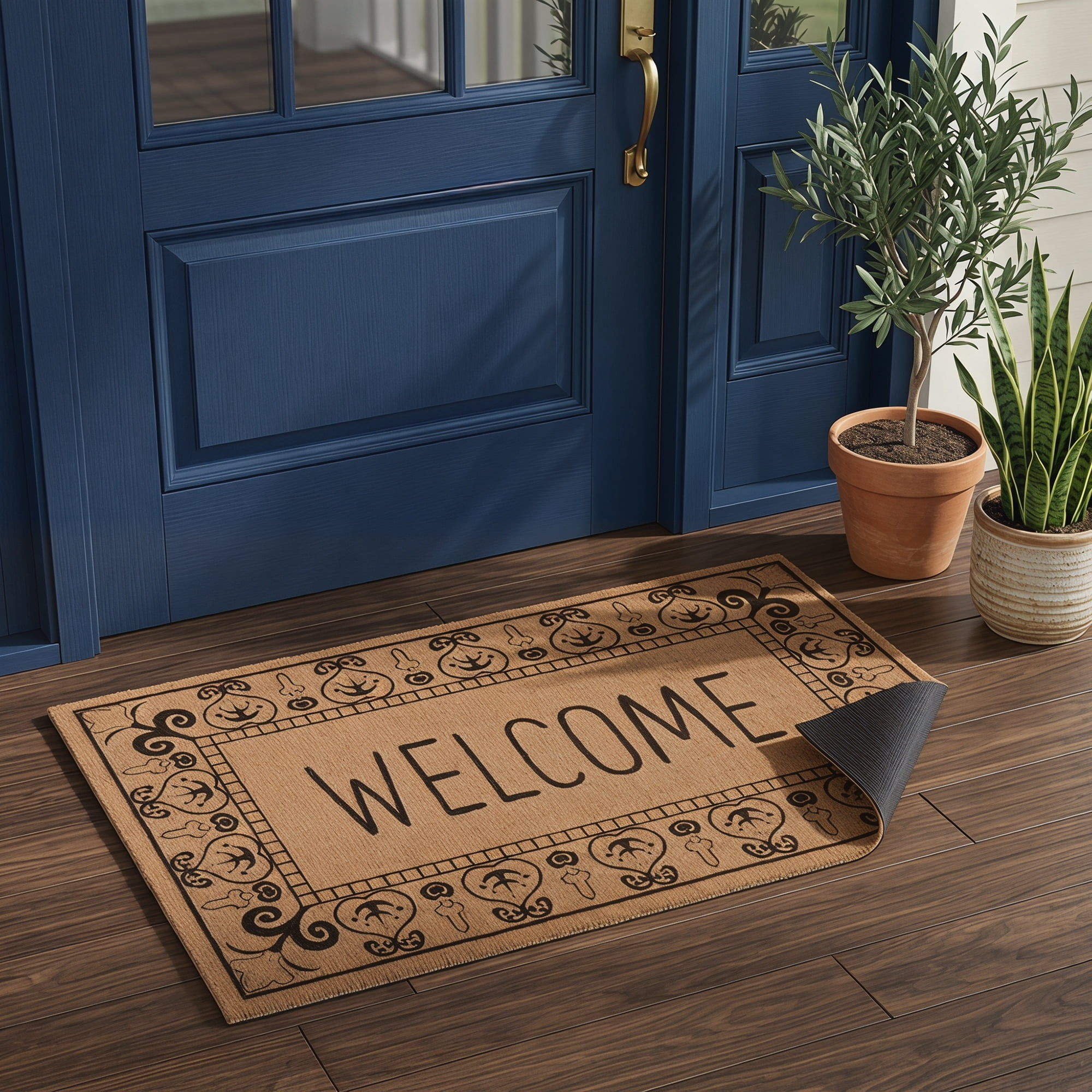 Unique Bargains Natural Coir Non-Slip Backing Waterproof Doormat Brown Letter 32" x 20"