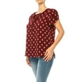 thumbnail image 3 of Heo Clothing Solid Print Tie Neck Short Sleeve Blouse, Women's, 3 of 5