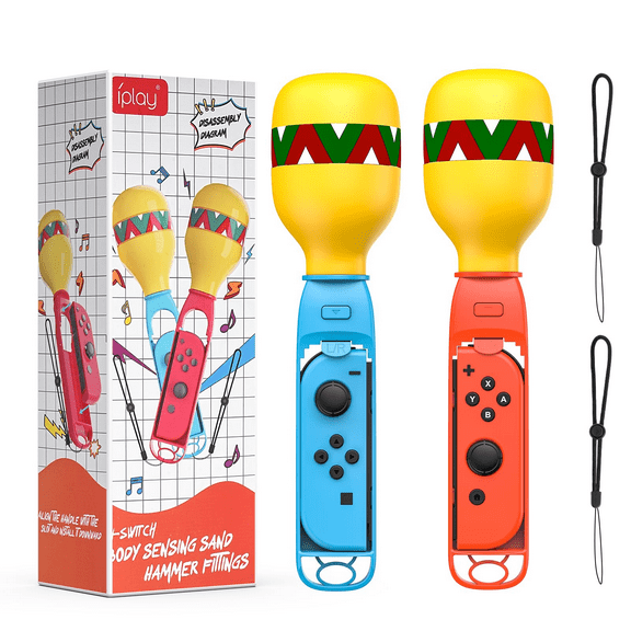Sand Hammer Hand Grip for Samba de Amigo Party Central Nintendo Switch, Number-one Switch Left and Right Sand Hammer Grip with Wrist Strap Switch OLED Sport Game Accessories