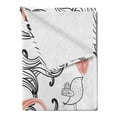 thumbnail image 2 of Modern Soft Flannel Fleece Blanket, Graphic Swirls Wave Like Minimalist Pattern with Bird and Hearts Abstract, Cozy Plush for Indoor and Outdoor Use, 70" x 90", Coral Black and White, by Ambesonne, 2 of 5