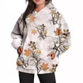 thumbnail image 4 of Sudadera con capucha deportiva de gran tamaño con estampado de hojas de arce y bolsillos para mujer nueva de otoño, 4 of 5