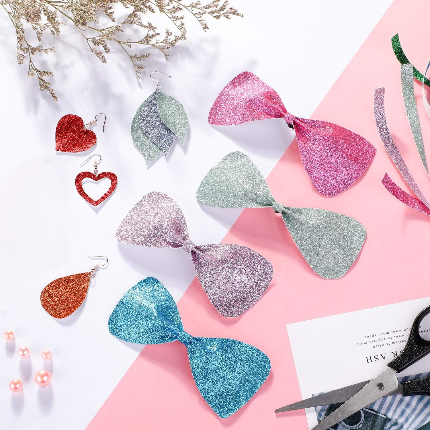 20 Pieces Shiny Glitter Faux Leather Sheets PU Faux Leather Fabric Sheet for DIY Crafts Wedding Sewing Making Earrings Crafts Hair Bows Clips Decoration Favors, 8.3 x 11.8 Inches