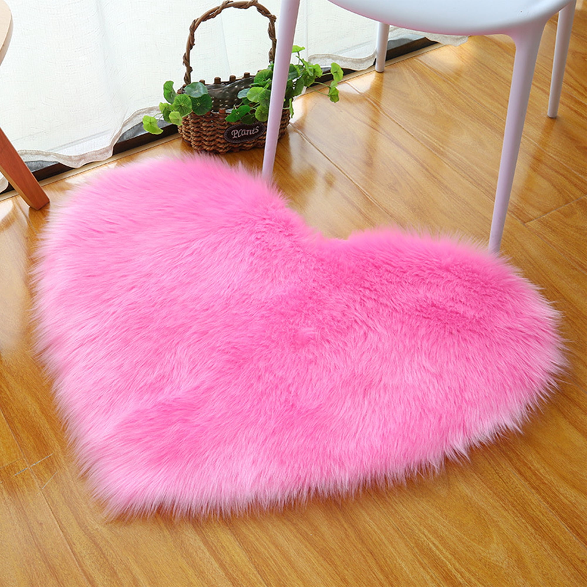 Unique Bargains Heart Shape Soft Absorbent Bath Rugs Pink 16" x 20"